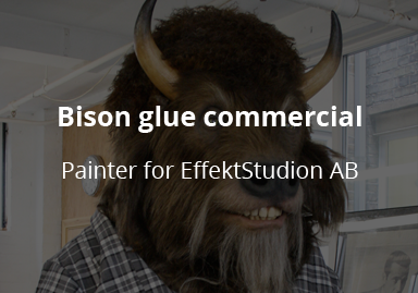 <h3> Bison glue commercial</h3>Painter for the bison head for EffektStudion. Including foam latex head, resin horns, teeth and silicone tongue.