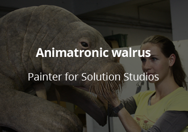 <h3>Animatronic walrus for commercial</h3>Giant foam latex animatronic walrus. Seamed and painted for Solution Studios.